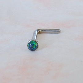Neusstud van chirurgisch staal met groene opaal (0,8 mm / bolletje = 2 mm)