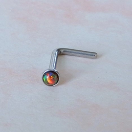 Neusstud van chirurgisch staal met goudbruine opaal (0,8 mm / bolletje 2 mm)