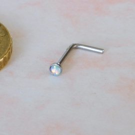 Neusstud van chirurgisch staal met lichte opaal (0,8 mm / bolletje 2 mm)