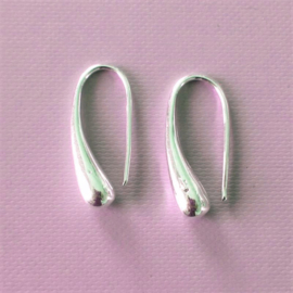 Zilveren druppel oorhangers (lange steker)