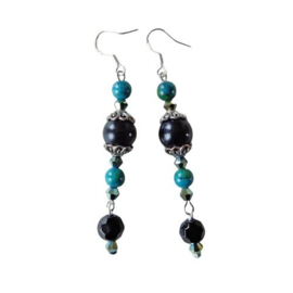 Chrysocolla met onyx en kristal