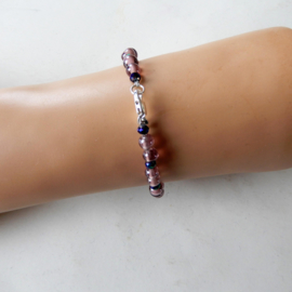 Armband van glaskralen met kristal (18,5 cm)