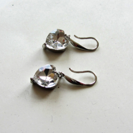 Zilveren oorbellen met glimmend hartje van acryl