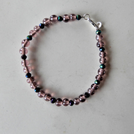 Armband van glaskralen met kristal (18,5 cm)