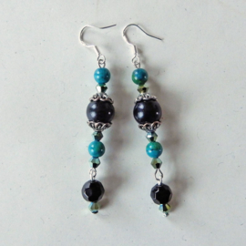 Chrysocolla met onyx en kristal