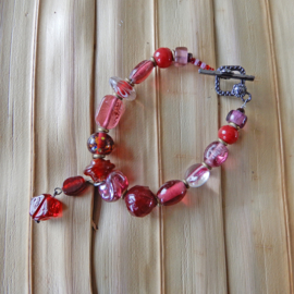 Armband van roze-rood Muranoglas (19,5 cm)