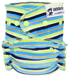 Anavy Bamboo Onesize Drukknoop - Blue-green stripes