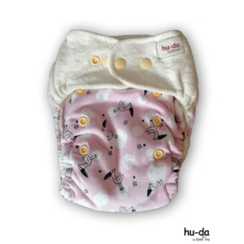 Hu-da Onesize Bambus Windel 2.0 - Pink Tucan (Snaps)