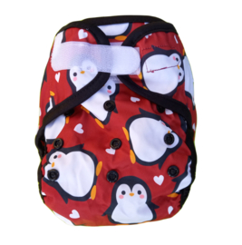 Fluffy Nature Überhose Klett Onesize (3,5-15kg) - Red Penguins