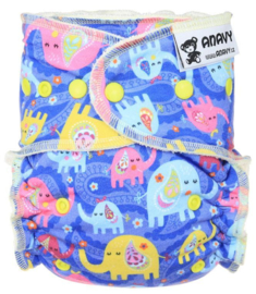 Anavy Bamboo Onesize Snaps -Elephants blue