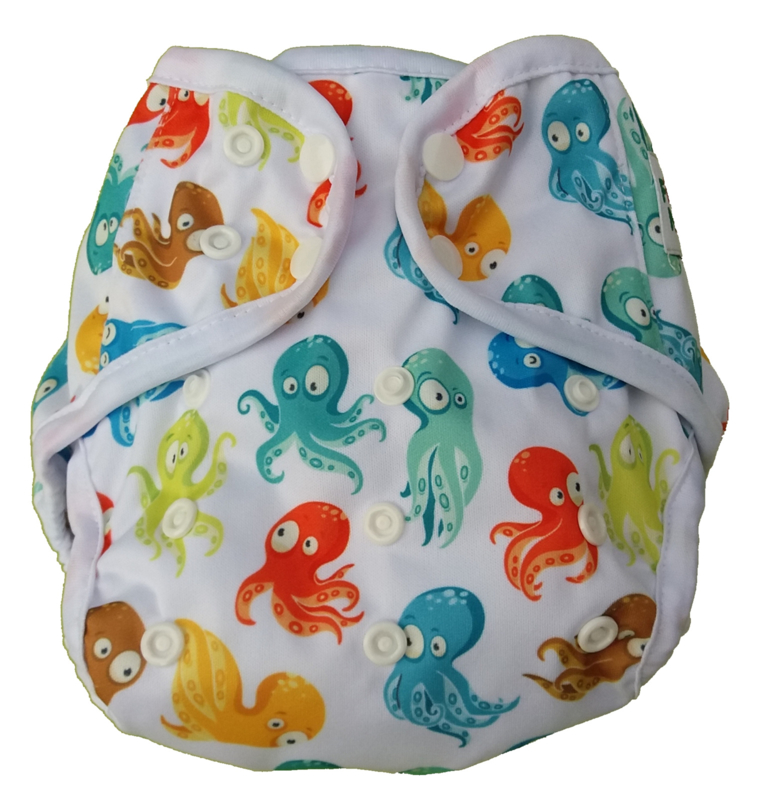 Fluffy Nature Onesize Overbroekje (drukknoop) - Colorful Octopus