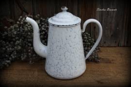 Blauw geaderde emaille koffiepot