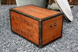 Antieke Engelse Paterson's London stijfselkist
