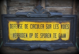 Zeldzaam antiek gietijzeren spoorweg- trambord