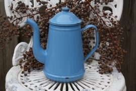 Blauw emaille koffiekannetje