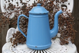 Blauw emaille koffiekannetje