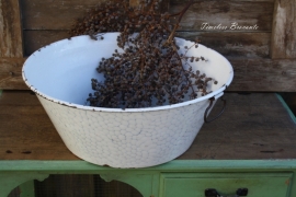 Grote blauw geaderde emaille teil