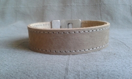 Heren armband gestikt leer taupe