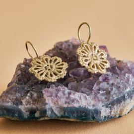 Gold lace flower earrings