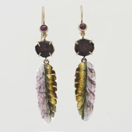 White gold feather earrings