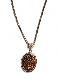 Long necklace with bronze flower cameo