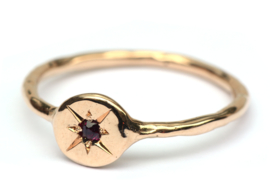 Rose gold signet ring with ruby