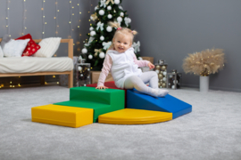 Set mit 5 kleinen Schaumstoffblöcken/Spielkissen in Pastellfarben, Weiß oder helle Farben