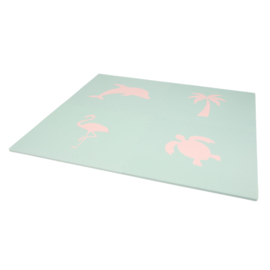 Spielmatte "Tropical"  Lachsrosa-Eiblau oder Eiblau-Lachsrosa (4 x 60 x 60 x 1,2 cm)