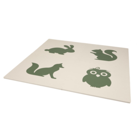 Spielmatte Tiere Grün-Cremeweiß oder Cremeweiß-Grün (4 x 60 x 60 x 1,2 cm)