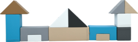 Schaumstoffblöcke Set mit 13 Softplay-Elementen (schwarz, weiß, grau, beige, blau)