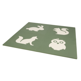 Spielmatte Tiere Grün-Cremeweiß oder Cremeweiß-Grün (4 x 60 x 60 x 1,2 cm)