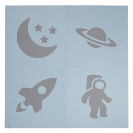 Spielmatte "Weltraum" Babyblau-Grau oder Grau-Babyblau (4 x 60 x 60 x 1,2 cm)