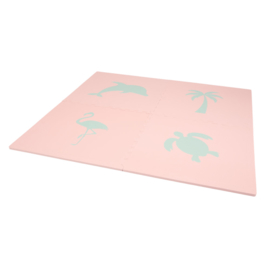 Spielmatte "Tropical"  Lachsrosa-Eiblau oder Eiblau-Lachsrosa (4 x 60 x 60 x 1,2 cm)