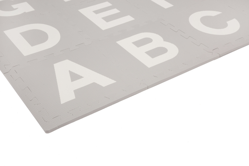 Spielmatte Alphabet/Nummern/Figuren Grau-Weiß oder Weiß-Grau 3,6 m² / 40-teilig (30 x 30 x 1,2 cm)