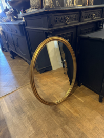 Vintage ovale spiegel met parelrand goud