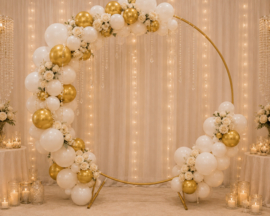 Luxe Decoratieboog Backdrop goud 200cm.