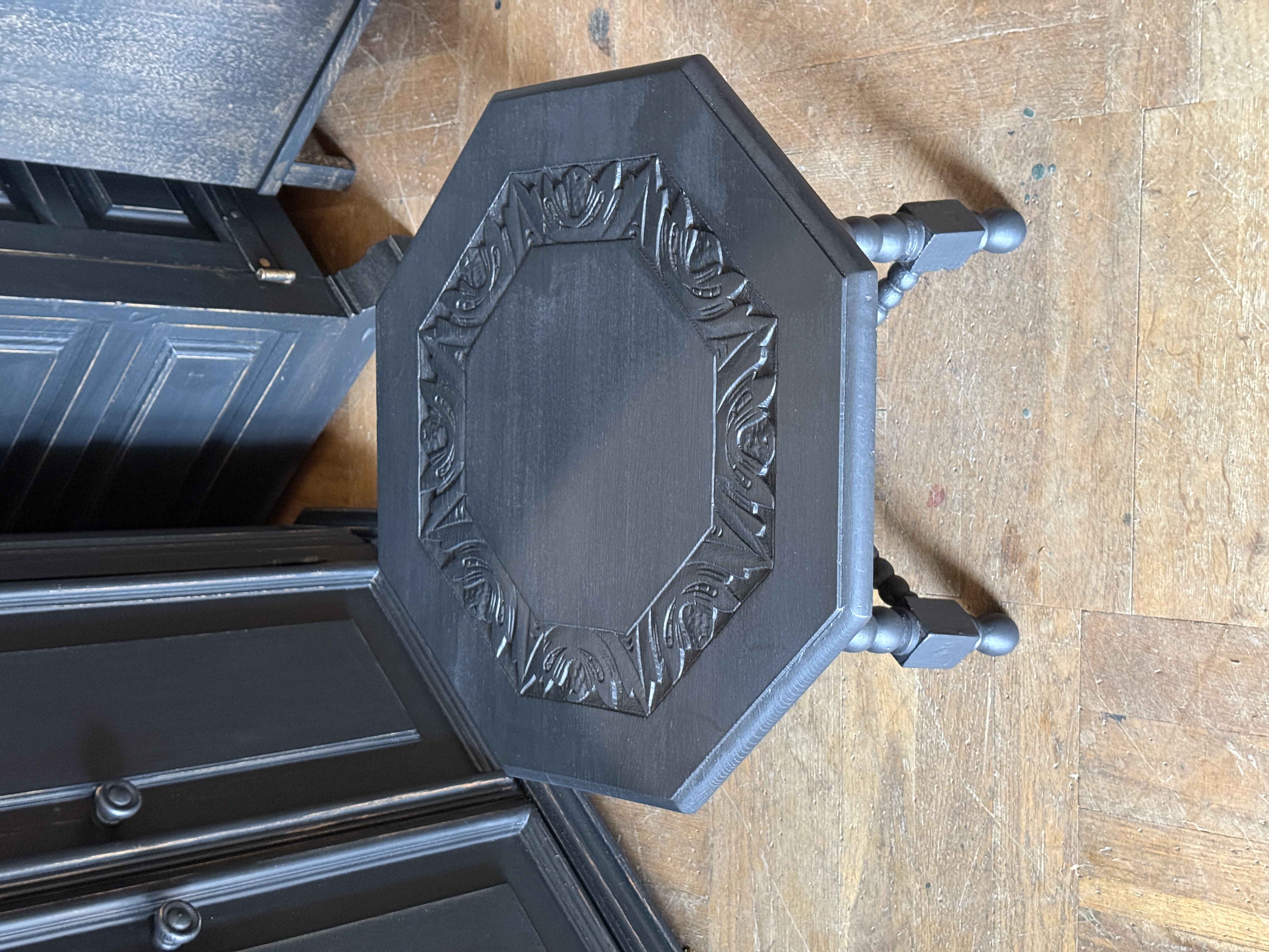Antiek laag tafeltje, vintage plantentafel