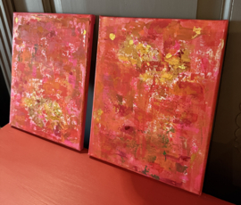 Klein tweeluik, schilderijtjes, unframed canvas
