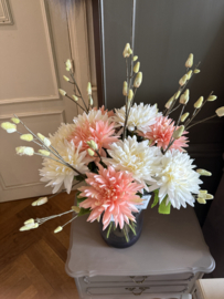 SALE!!! Boeket incl vaas dahlia’s met katjes