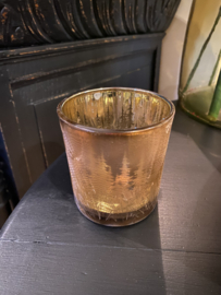 Waxinelicht amber/goud 7x7x8