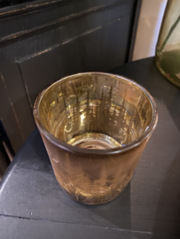 Waxinelicht amber/goud 7x7x8