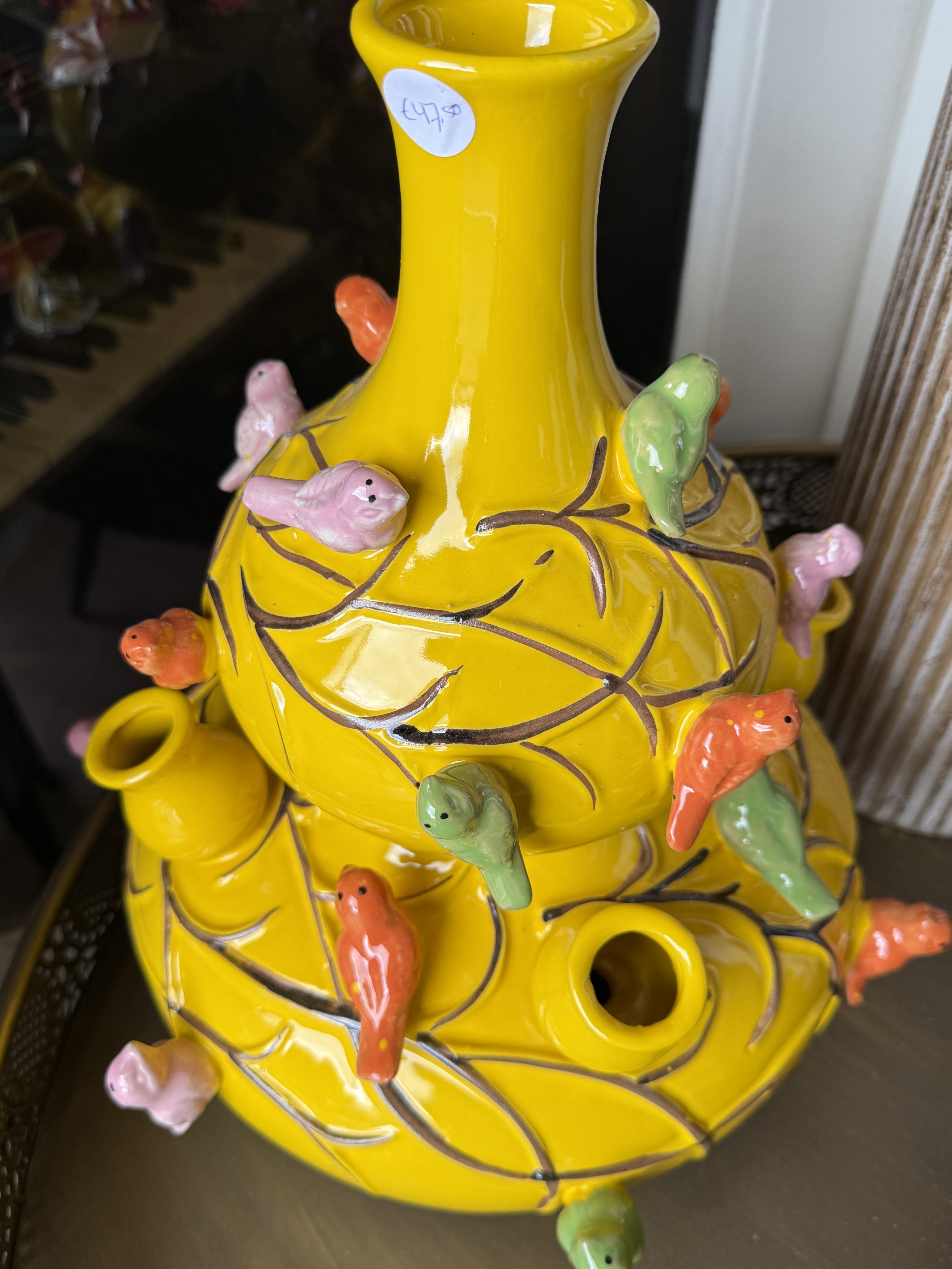 2-delige tulpenvaas Birds geel 37cm