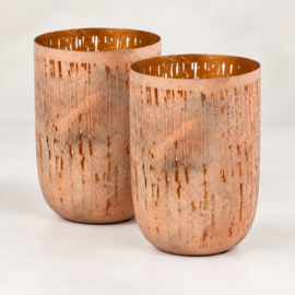 SALE!!! Set van 2 Windlichten roest look goud
