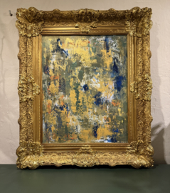 Schilderij blauw groen in antieke lijst
