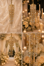 Luxe Decoratieboog Backdrop goud 200cm.