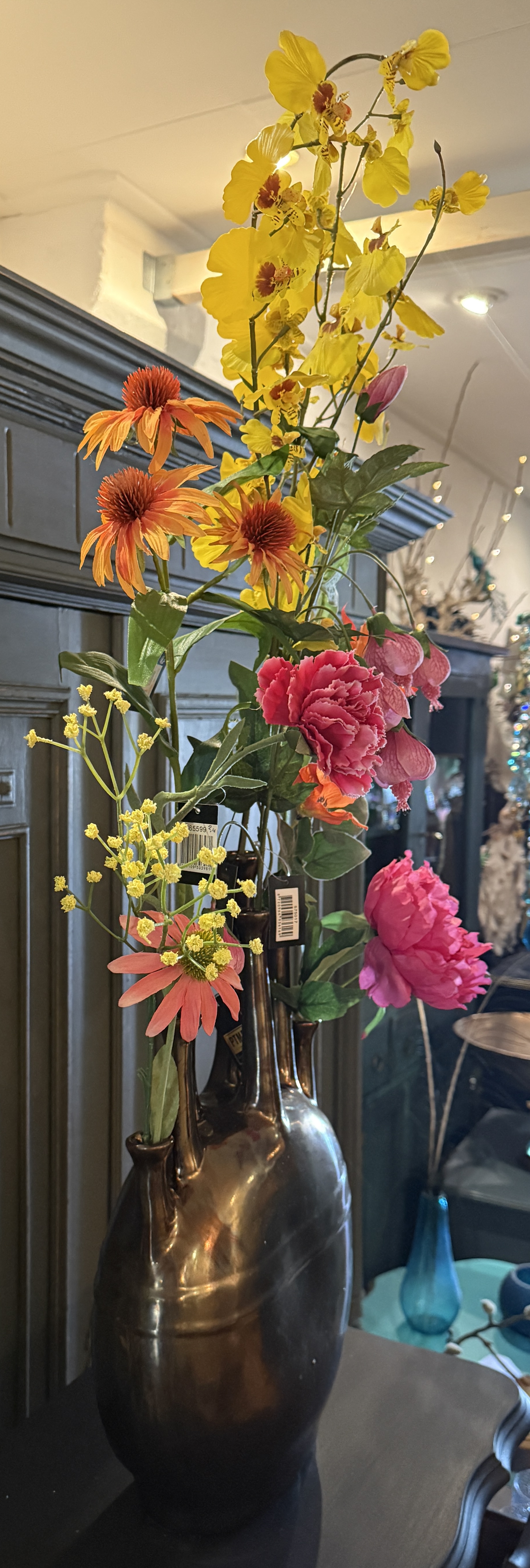 PTMD vaas inclusief zijden bloemen