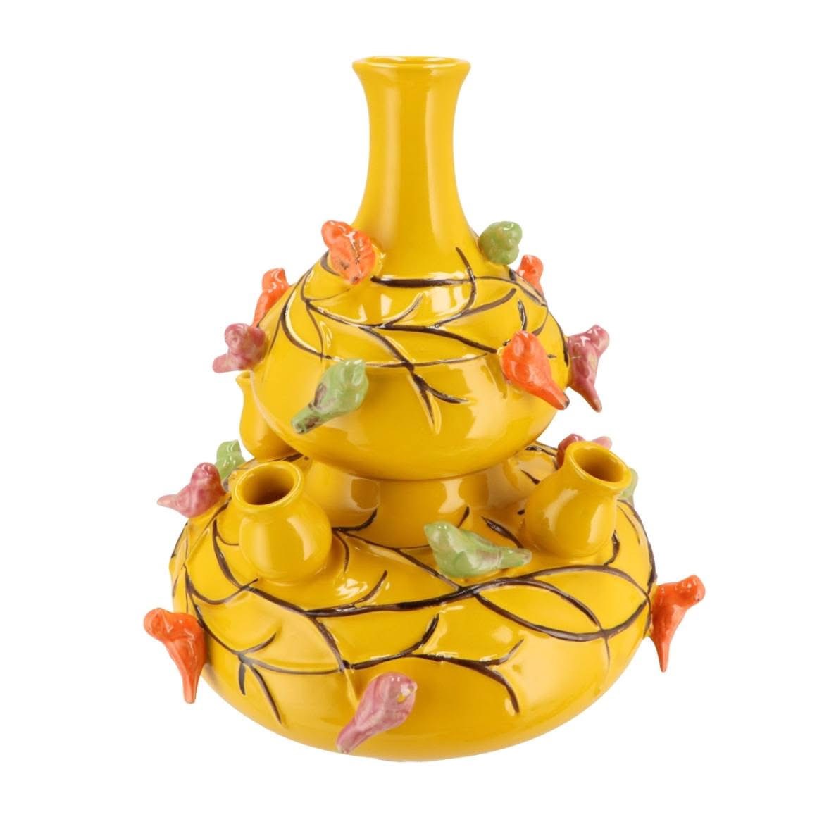 2-delige tulpenvaas Birds geel 37cm