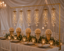 Luxe Decoratievaas Parelbol Champagne set van 3