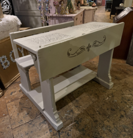 Vintage dubbel schoolbankje, brocante lessenaar