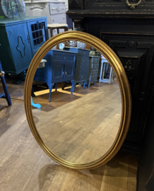 Vintage ovale spiegel met parelrand goud